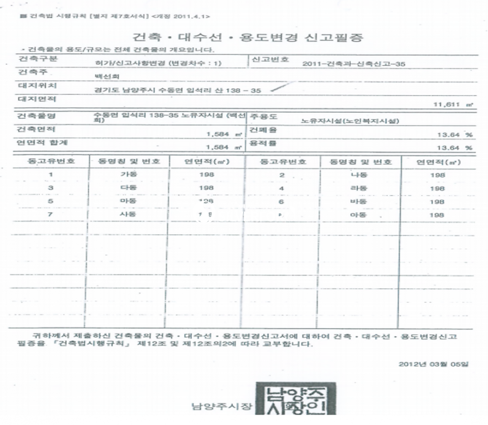 경기 남양주시 수동면 입석리 남양주 수동면 요양원 시행물건 매매 매물번호 14393 사진 2